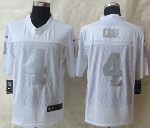  Raiders #4 Derek Carr White Men's Stitched NFL Limited Platinum Jersey
