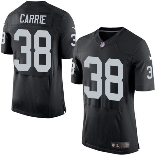  Raiders #38 T.J. Carrie Black Team Color Men's Stitched NFL New Elite Jersey