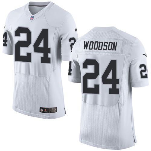  Raiders #24 Charles Woodson White Men's Stitched NFL New Elite Jersey
