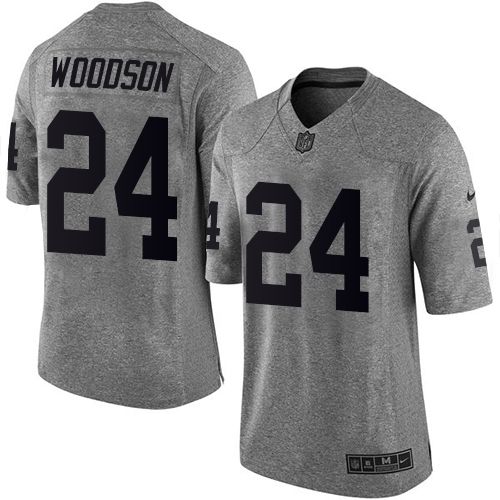  Raiders #24 Charles Woodson Gray Men's Stitched NFL Limited Gridiron Gray Jersey