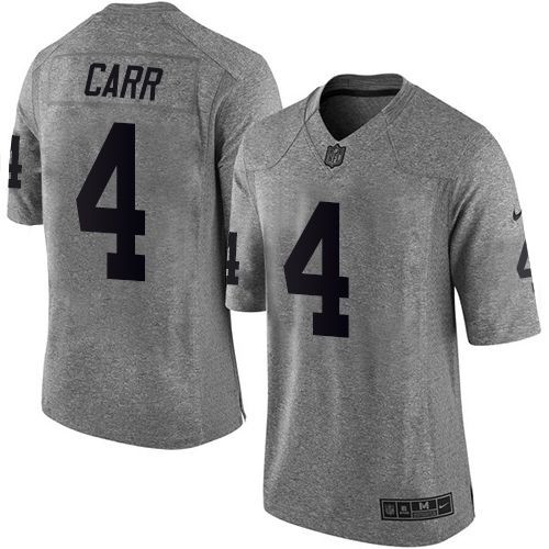  Raiders #4 Derek Carr Gray Men's Stitched NFL Limited Gridiron Gray Jersey