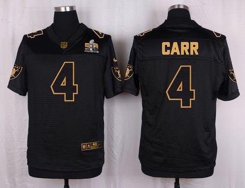  Raiders #4 Derek Carr Black Men's Stitched NFL Elite Pro Line Gold Collection Jersey