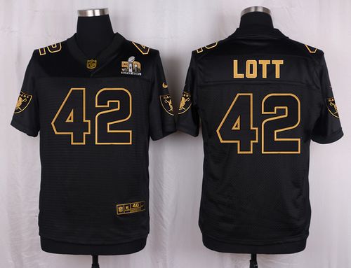  Raiders #42 Ronnie Lott Black Men's Stitched NFL Elite Pro Line Gold Collection Jersey