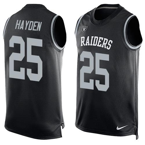  Raiders #25 D.J. Hayden Black Team Color Men's Stitched NFL Limited Tank Top Jersey