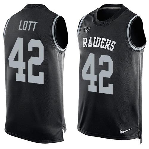  Raiders #42 Ronnie Lott Black Team Color Men's Stitched NFL Limited Tank Top Jersey