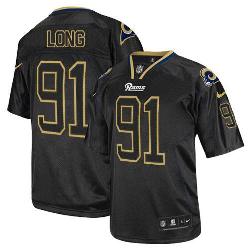 Rams #91 Chris Long Lights Out Black Men's Stitched NFL Elite Jersey