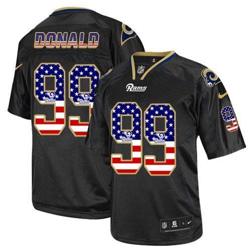  Rams #99 Aaron Donald Black Men's Stitched NFL Elite USA Flag Fashion Jersey