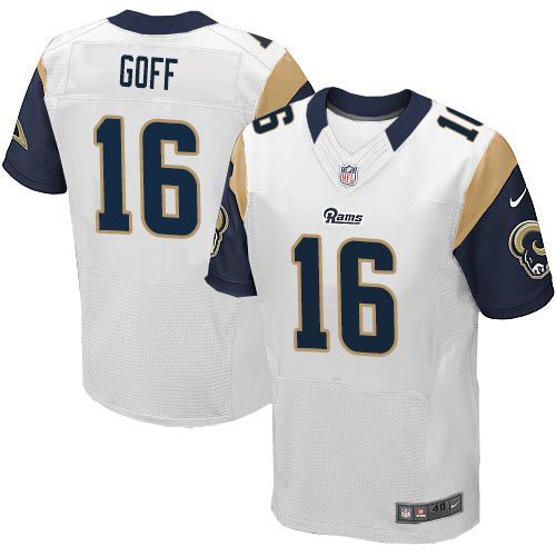  Rams #16 Jared Goff White Men's Stitched NFL Elite Jersey