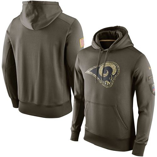 Men's St.Louis Rams  Olive Salute To Service KO Performance Hoodie