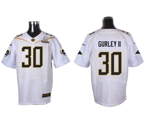  Rams #30 Todd Gurley II White 2016 Pro Bowl Men's Stitched NFL Elite Jersey