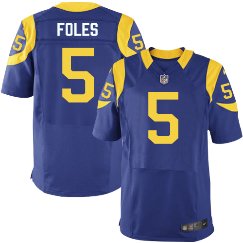  Rams #5 Nick Foles Royal Blue Alternate Men's Stitched NFL Elite Jersey