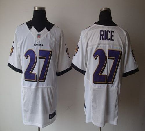  Ravens #27 Ray Rice White Men's Stitched NFL Elite Jersey