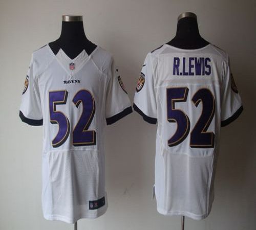  Ravens #52 Ray Lewis White Men's Stitched NFL Elite Jersey