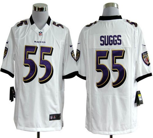 Nike Ravens #55 Terrell Suggs White Men's Stitched NFL Game Jersey ...