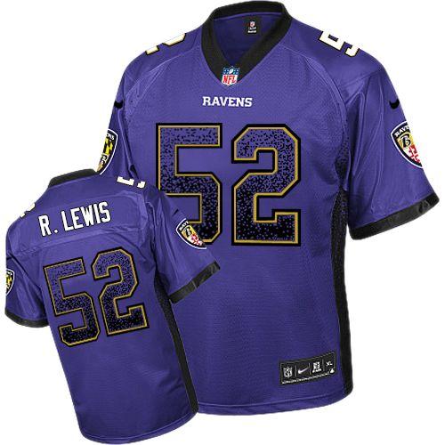  Ravens #52 Ray Lewis Purple Team Color Men's Stitched NFL Elite Drift Fashion Jersey