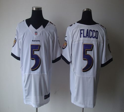  Ravens #5 Joe Flacco White Men's Stitched NFL Elite Jersey