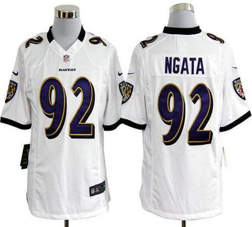  Ravens #92 Haloti Ngata White Men's Stitched NFL Game Jersey
