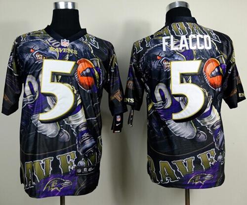  Ravens #5 Joe Flacco Team Color Men's Stitched NFL Elite Fanatical Version Jersey