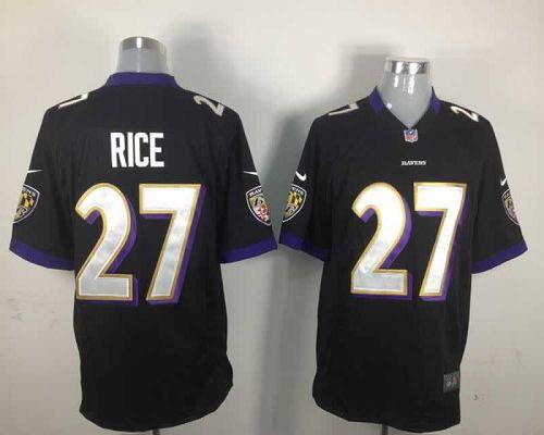  Ravens #27 Ray Rice Black Alternate Men's Stitched NFL Game Jersey