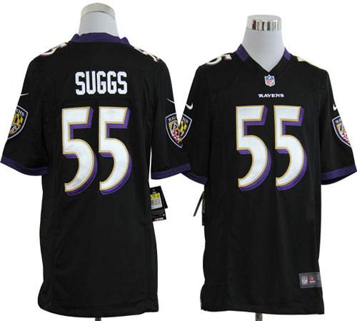  Ravens #55 Terrell Suggs Black Alternate Men's Stitched NFL Game Jersey