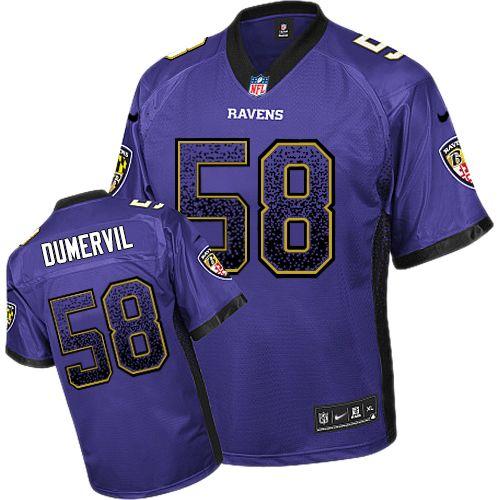  Ravens #58 Elvis Dumervil Purple Team Color Men's Stitched NFL Elite Drift Fashion Jersey