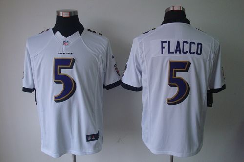  Ravens #5 Joe Flacco White Men's Stitched NFL Limited Jersey