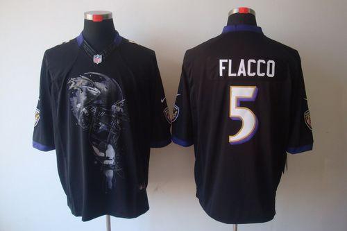  Ravens #5 Joe Flacco Black Alternate Men's Stitched NFL Helmet Tri Blend Limited Jersey