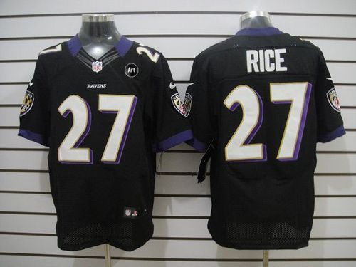  Ravens #27 Ray Rice Black Alternate With Art Patch Men's Stitched NFL Elite Jersey