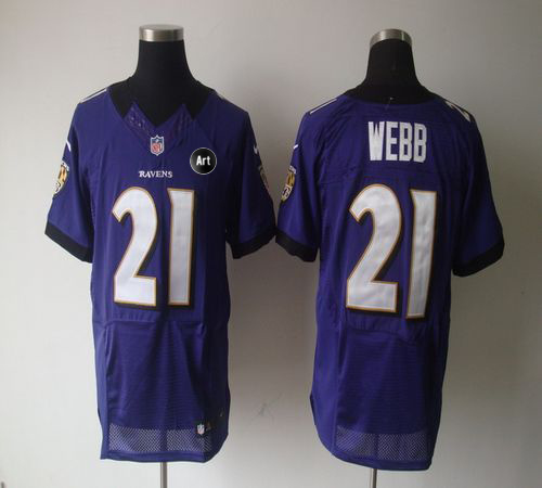  Ravens #21 Lardarius Webb Purple Team Color With Art Patch Men's Stitched NFL Elite Jersey