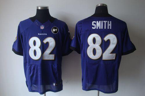  Ravens #82 Torrey Smith Purple Team Color With Art Patch Men's Stitched NFL Elite Jersey
