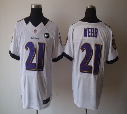 Ravens #21 Lardarius Webb White With Art Patch Men's Stitched NFL Elite Jersey