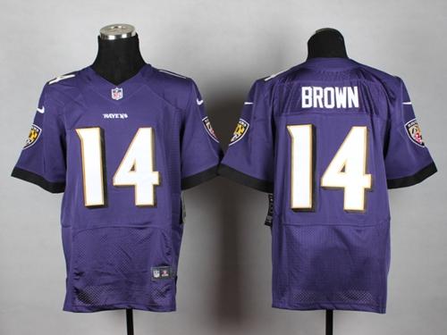  Ravens #14 Marlon Brown Purple Team Color Men's Stitched NFL New Elite Jersey