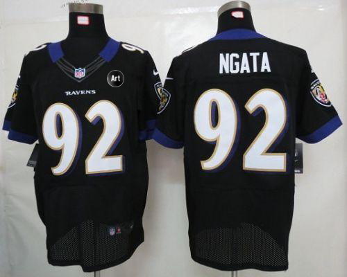  Ravens #92 Haloti Ngata Black Alternate With Art Patch Men's Stitched NFL Elite Jersey