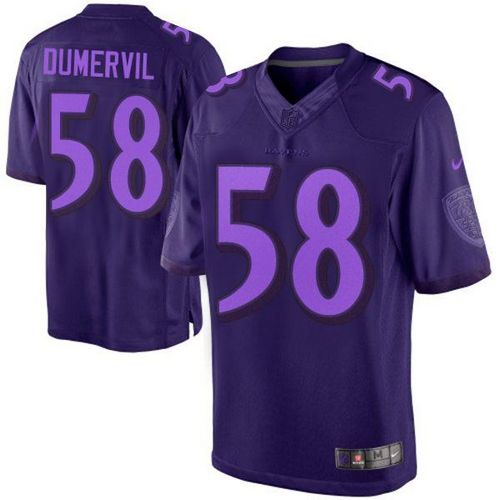  Ravens #58 Elvis Dumervil Purple Men's Stitched NFL Drenched Limited Jersey