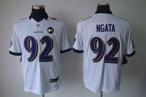  Ravens #92 Haloti Ngata White With Art Patch Men's Stitched NFL Limited Jersey