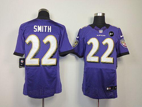  Ravens #22 Jimmy Smith Purple Team Color With Art Patch Men's Stitched NFL Elite Jersey