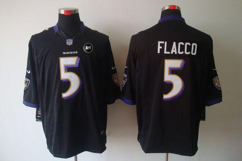  Ravens #5 Joe Flacco Black Alternate With Art Patch Men's Stitched NFL Limited Jersey