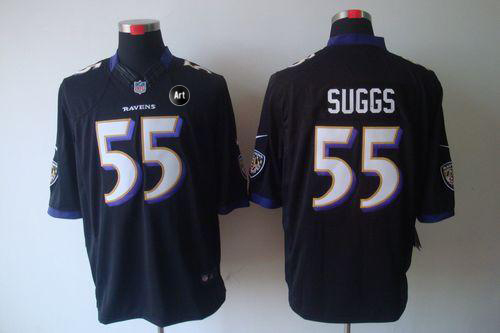  Ravens #55 Terrell Suggs Black Alternate With Art Patch Men's Stitched NFL Limited Jersey