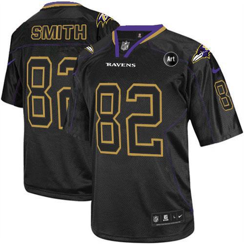  Ravens #82 Torrey Smith Lights Out Black With Art Patch Men's Stitched NFL Elite Jersey