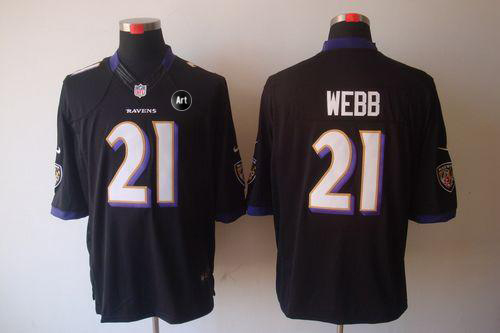  Ravens #21 Lardarius Webb Black Alternate With Art Patch Men's Stitched NFL Limited Jersey