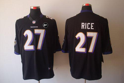  Ravens #27 Ray Rice Black Alternate With Art Patch Men's Stitched NFL Limited Jersey