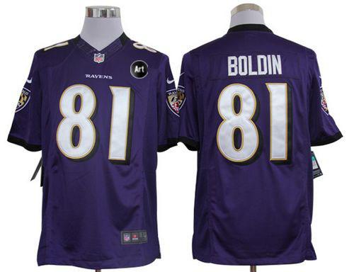  Ravens #81 Anquan Boldin Purple Team Color With Art Patch Men's Stitched NFL Limited Jersey
