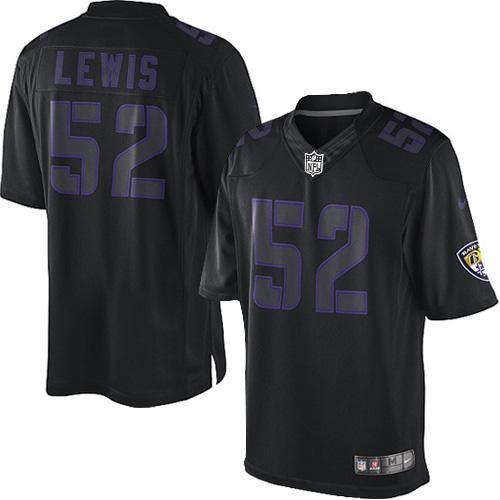  Ravens #52 Ray Lewis Black Men's Stitched NFL Impact Limited Jersey