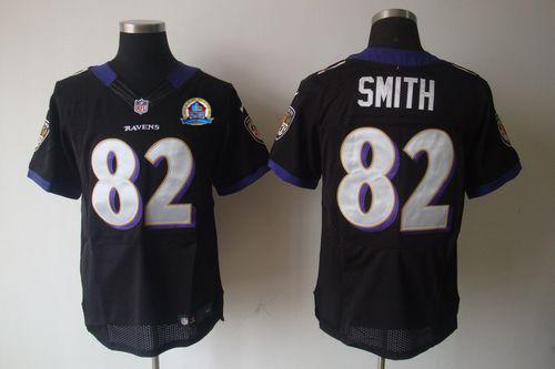  Ravens #82 Torrey Smith Black Alternate With Hall of Fame 50th Patch Men's Stitched NFL Elite Jersey