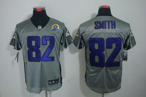  Ravens #82 Torrey Smith Grey Shadow With Hall of Fame 50th Patch Men's Stitched NFL Elite Jersey