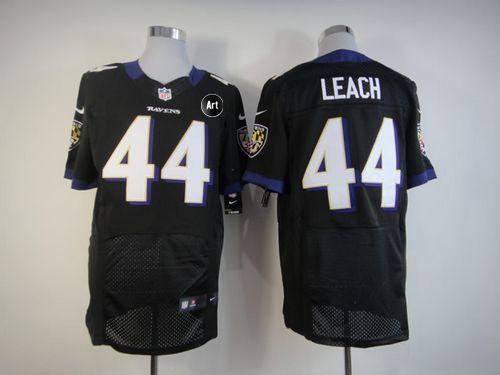  Ravens #44 Vonta Leach Black Alternate With Art Patch Men's Stitched NFL Elite Jersey