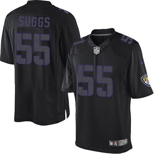  Ravens #55 Terrell Suggs Black Men's Stitched NFL Impact Limited Jersey