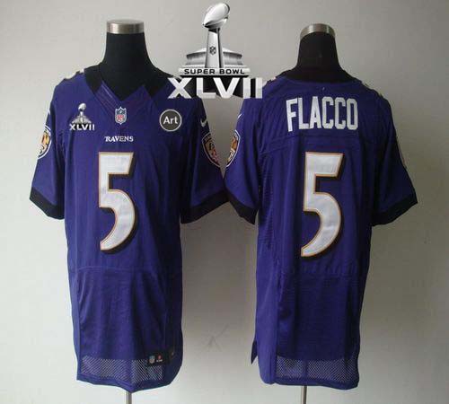  Ravens #5 Joe Flacco Purple Team Color Super Bowl XLVII Men's Stitched NFL Elite Jersey