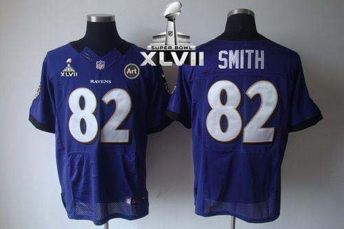  Ravens #82 Torrey Smith Purple Team Color Super Bowl XLVII Men's Stitched NFL Elite Jersey