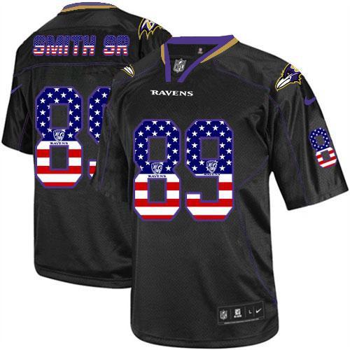  Ravens #89 Steve Smith Sr Black Men's Stitched NFL Elite USA Flag Fashion Jersey